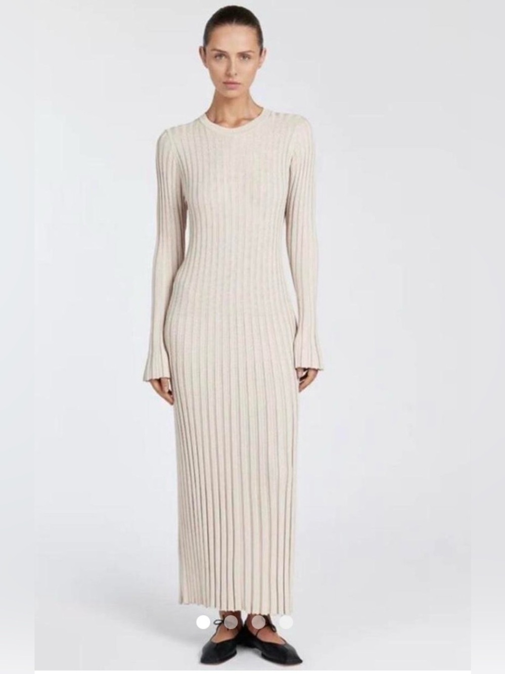 DISSH ADA STONE LONG SLEEVE MIDI DRESS